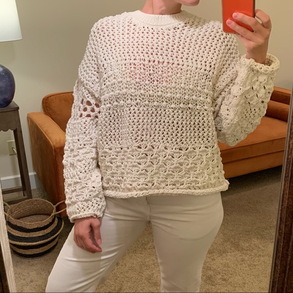 Zara NWT Textured Knit Sweater Cream Ecru White Chunky Small - Picture 9 of 11
